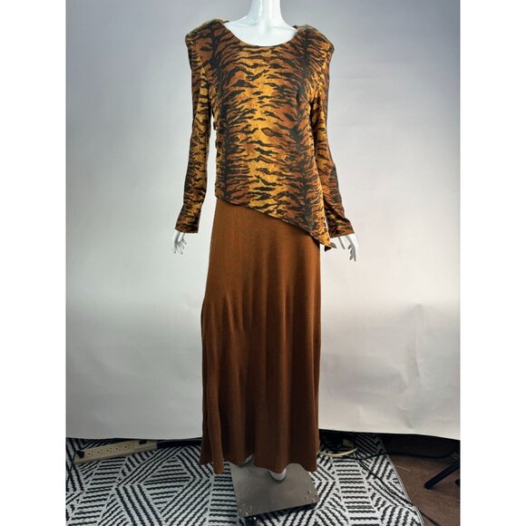 Joseph Ribkoff Dresses & Skirts - Vintage Joseph Ribkoff Tiger Print & Brown Two Pc Size 16 Maxi Dress